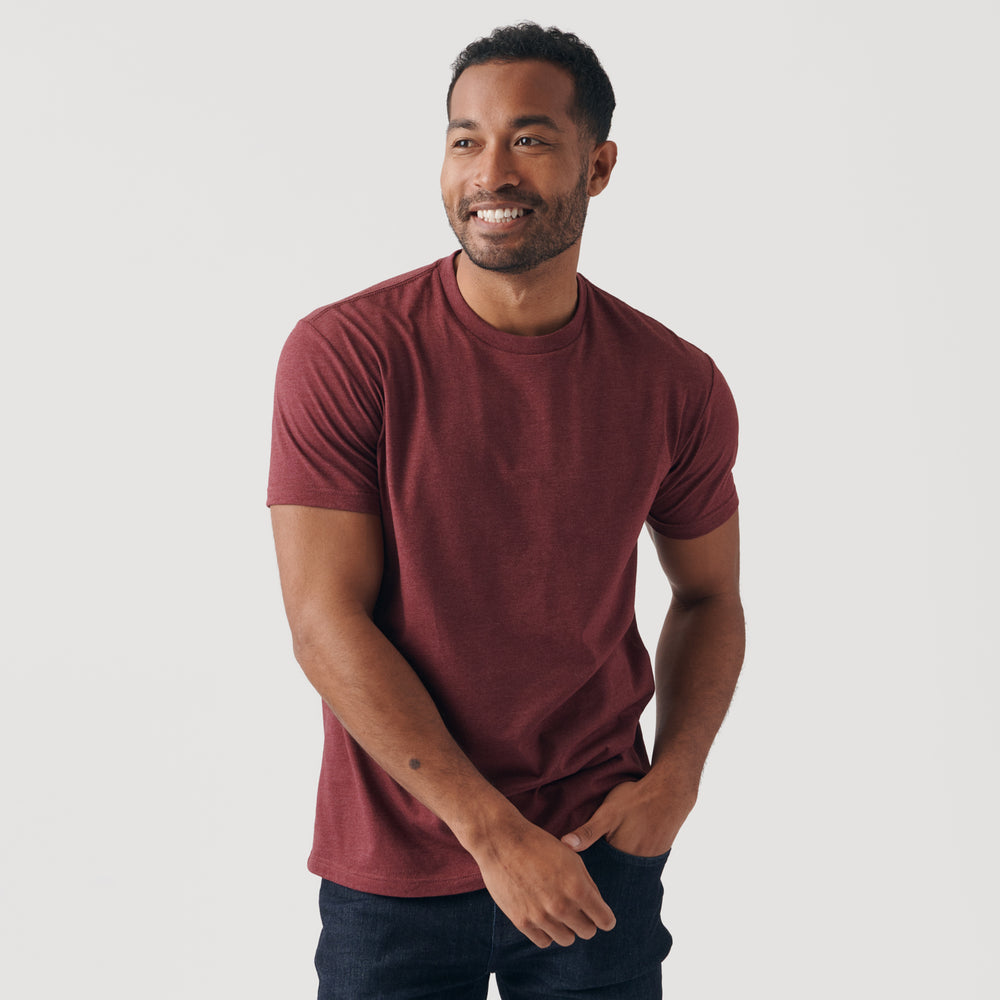 Heather Burgundy Short Sleeve Crew Neck Tee