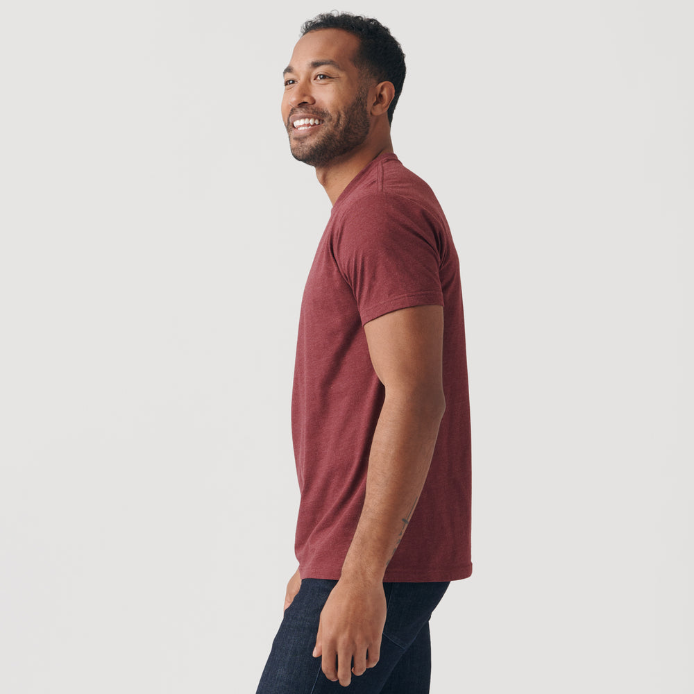 Heather Burgundy Short Sleeve Crew Neck Tee