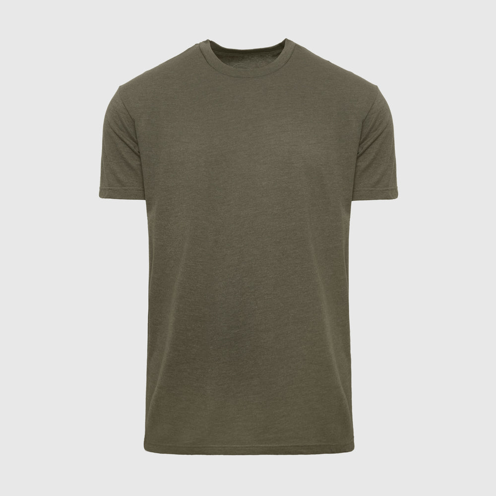 Heather Military Green Short Sleeve Crew Neck Tee