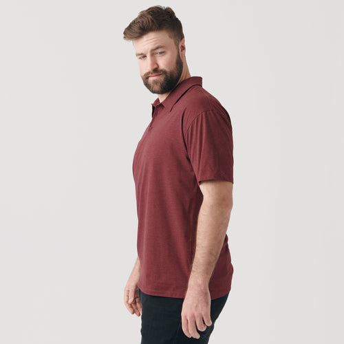 Heather Burgundy Short Sleeve Polo