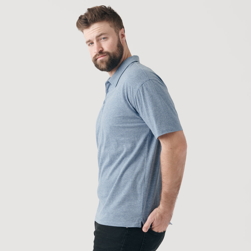 Heather Indigo Short Sleeve Polo