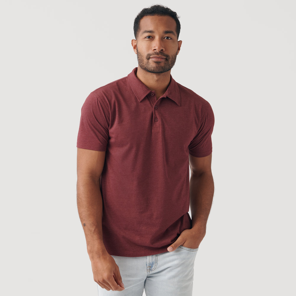 Heather Burgundy Short Sleeve Polo