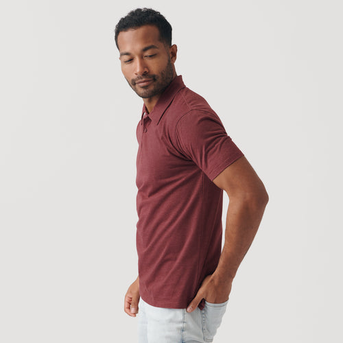 Heather Burgundy Short Sleeve Polo