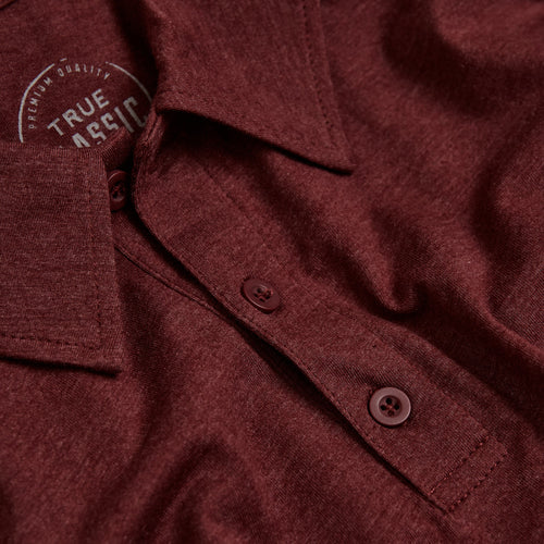 Heather Burgundy Short Sleeve Polo