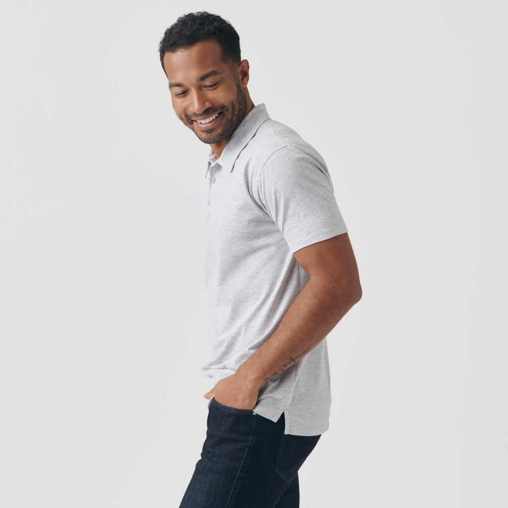 Light Heather Gray Short Sleeve Polo