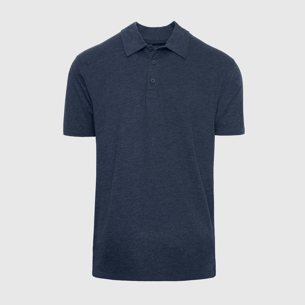 Heather Navy Short Sleeve Polo