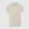 Sandstone Classic Polo, light-tan with short sleeves and two-button placket.