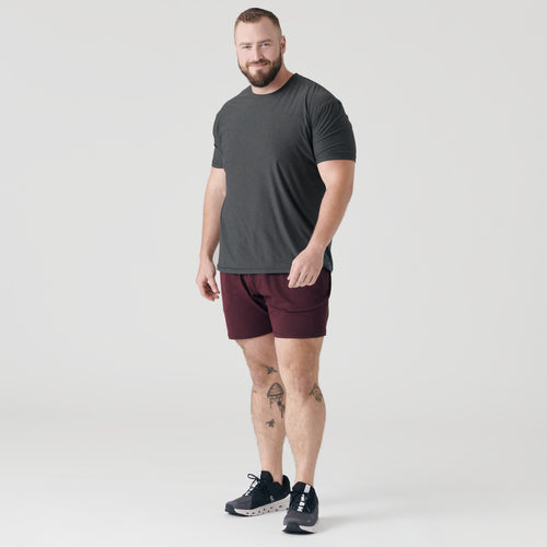 Charcoal Heather Gray Active Short Sleeve Crew Neck Tee