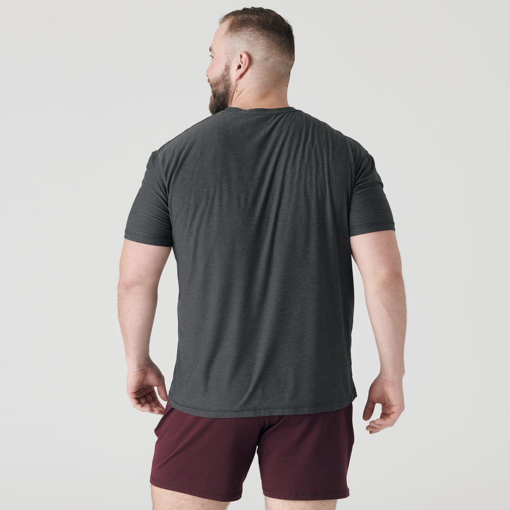 Charcoal Heather Gray Active Short Sleeve Crew Neck Tee