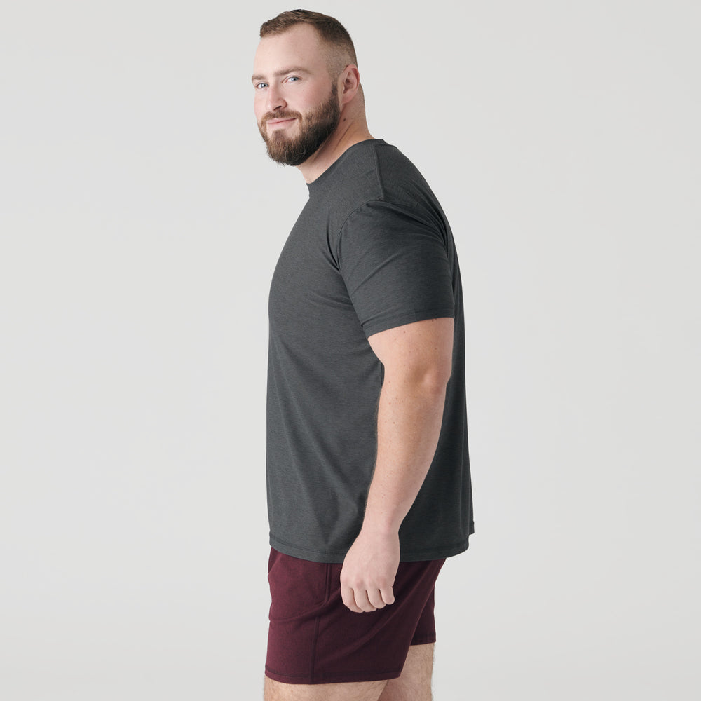 Charcoal Heather Gray Active Short Sleeve Crew Neck Tee