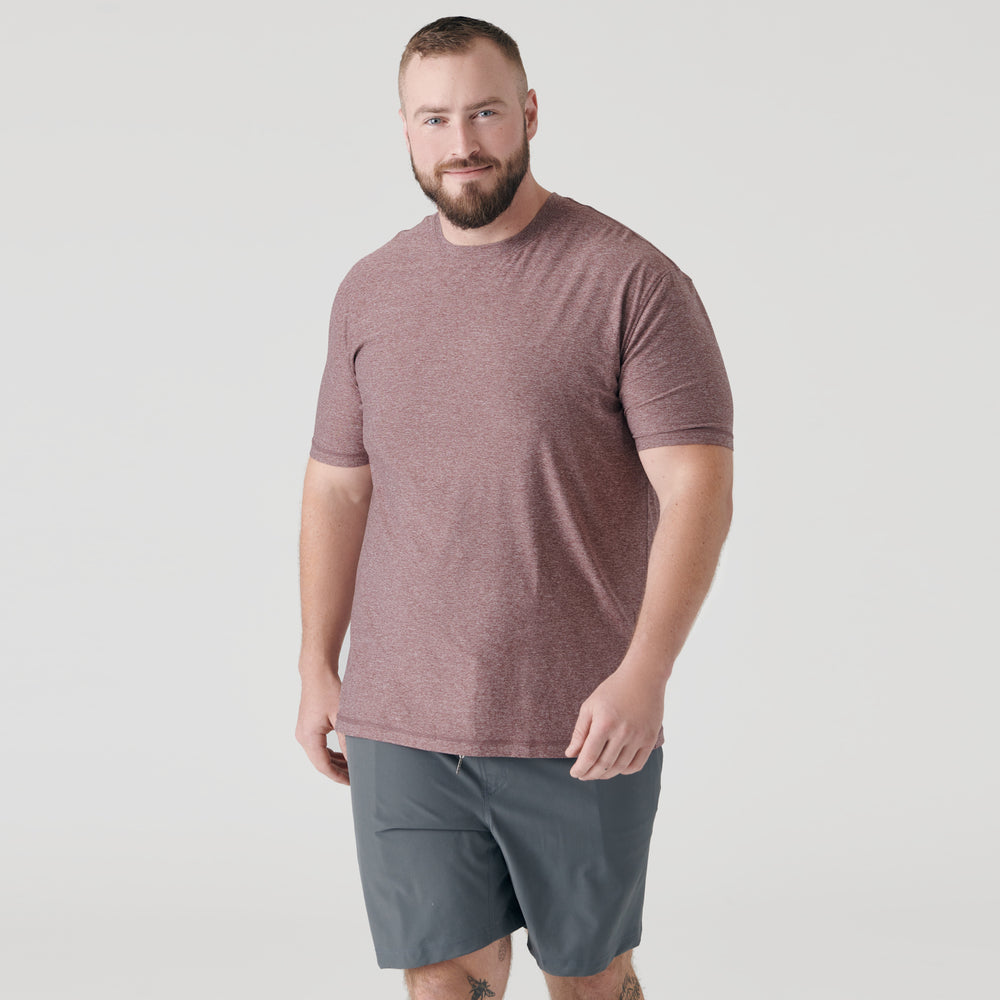 Heather Burgundy Active Short Sleeve Crew Neck Tee