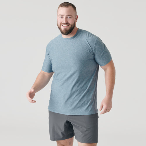 Heather Indigo Active Short Sleeve Crew Neck Tee