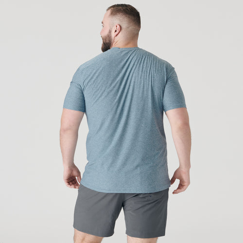 Heather Indigo Active Short Sleeve Crew Neck Tee