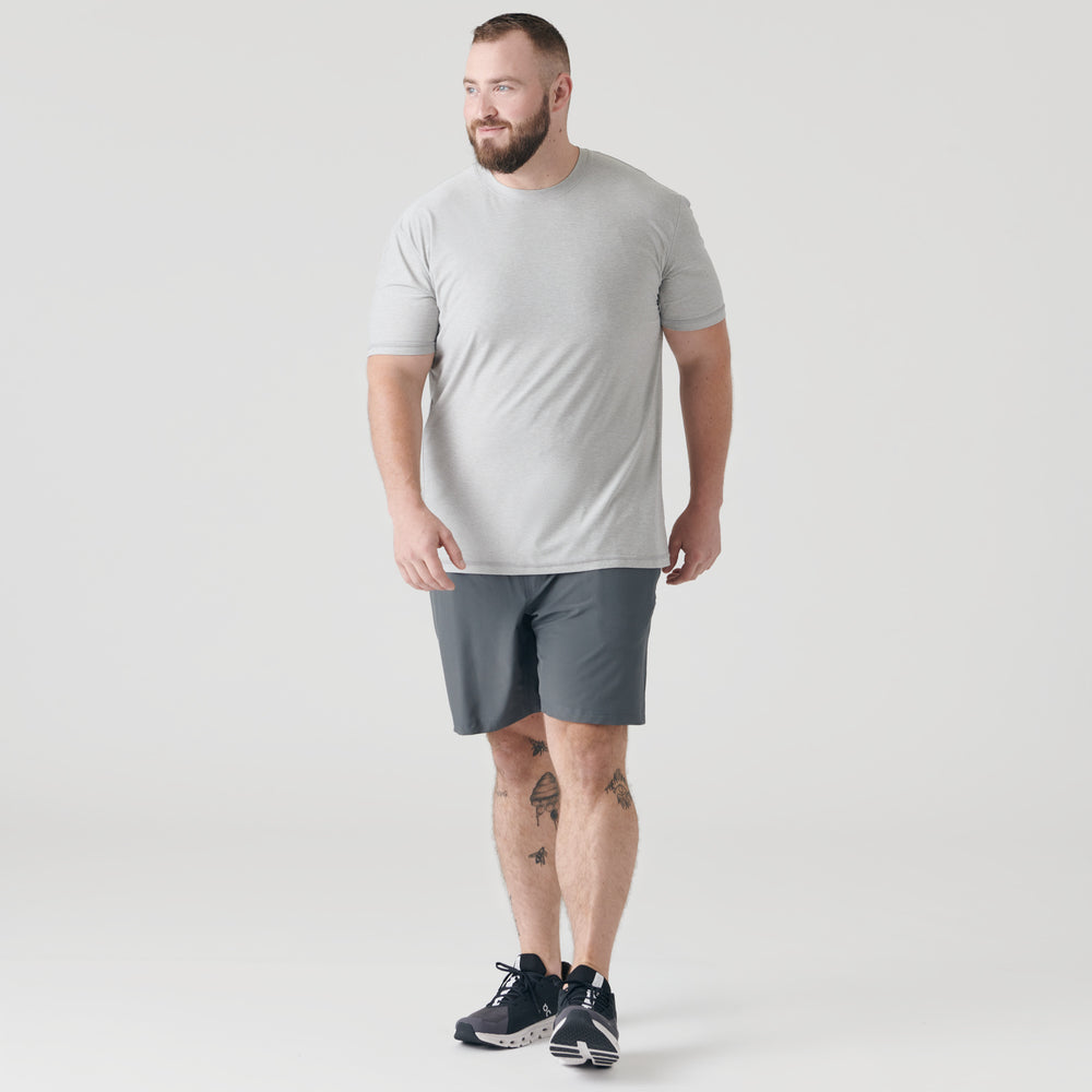 Light Heather Gray Active Short Sleeve Crew Neck Tee