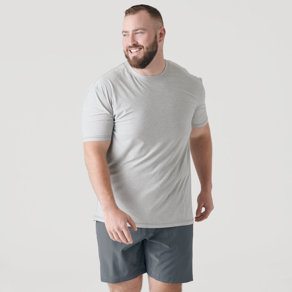 Light Heather Gray Active Short Sleeve Crew Neck Tee