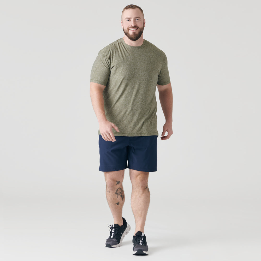 Heather Military Green Active Short Sleeve Crew Neck Tee