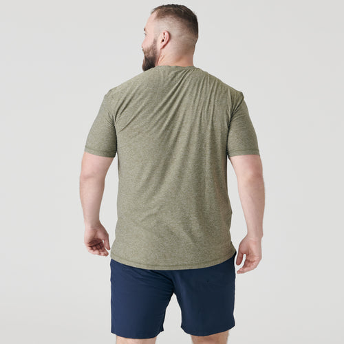 Heather Military Green Active Short Sleeve Crew Neck Tee