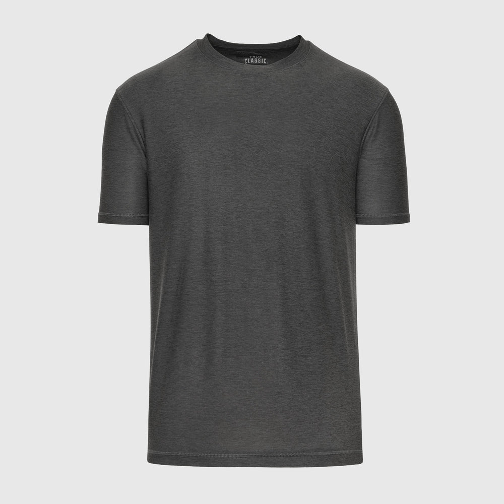 Charcoal Heather Gray Active Short Sleeve Crew Neck Tee