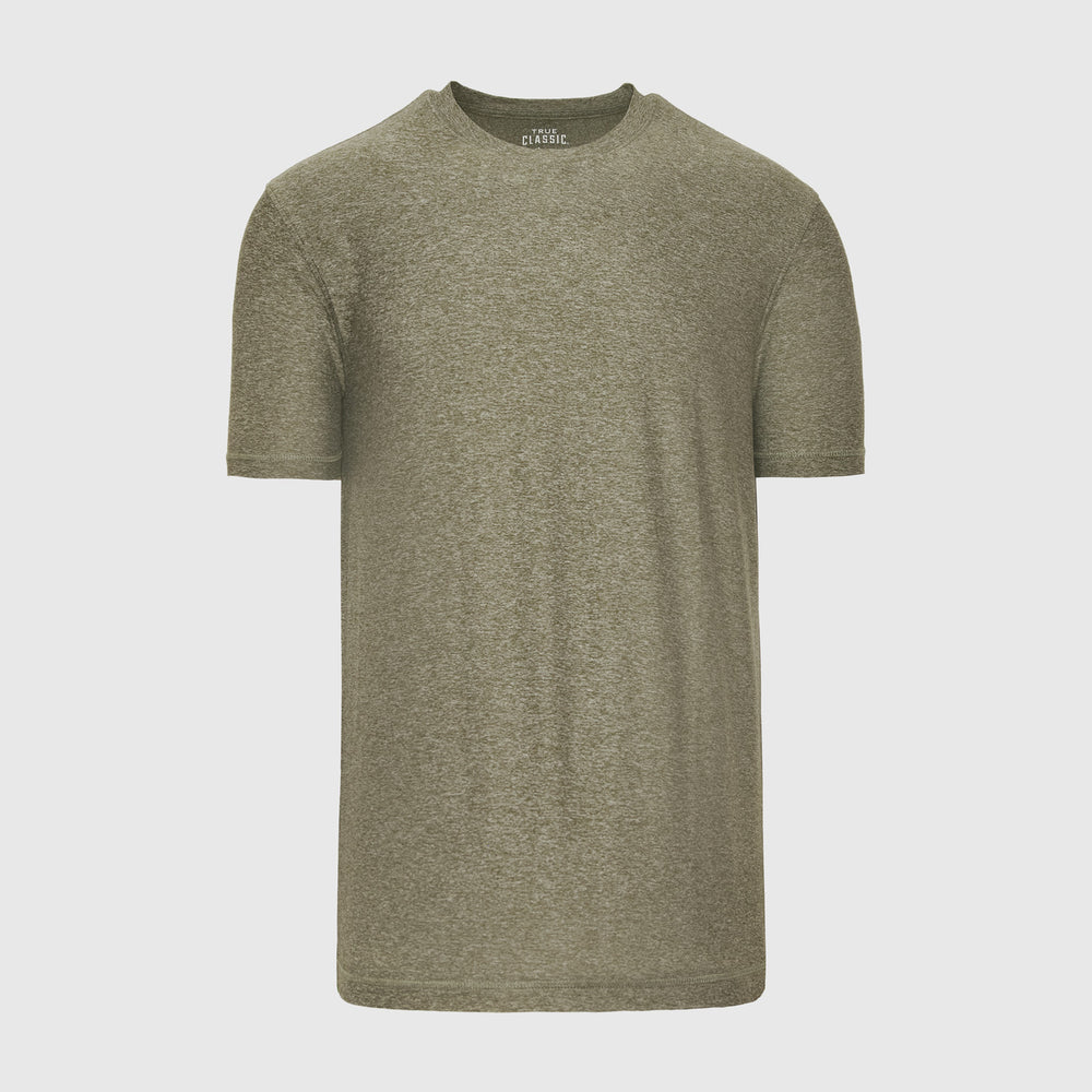 Heather Military Green Active Short Sleeve Crew Neck Tee