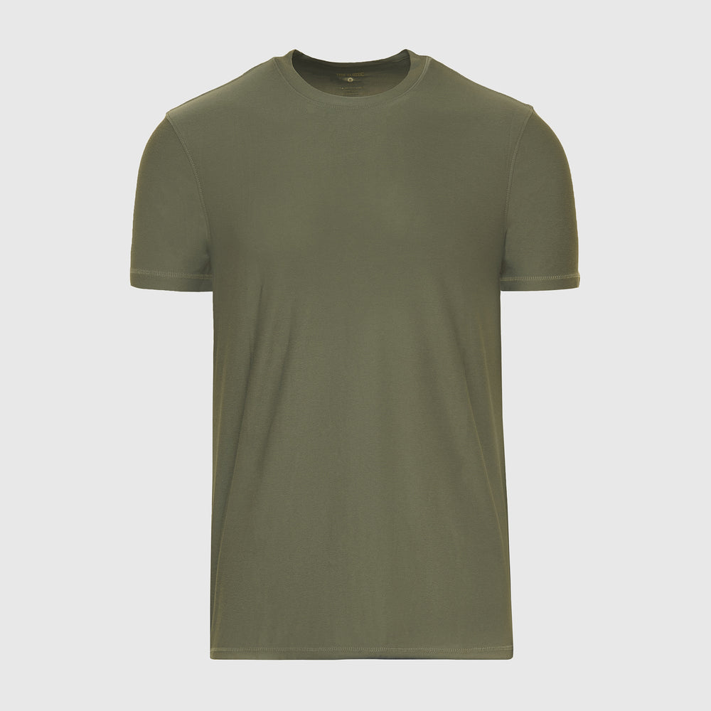 Military Green Active Short Sleeve Crew Neck Tee