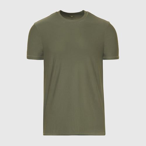 Military Green Active Short Sleeve Crew Neck Tee