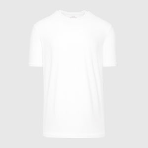 True ClassicWhite Active Crew Neck Tee, plain front view, short sleeves, classic fit.