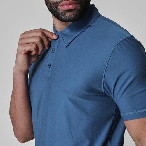 Stone Blue Active Short Sleeve Polo