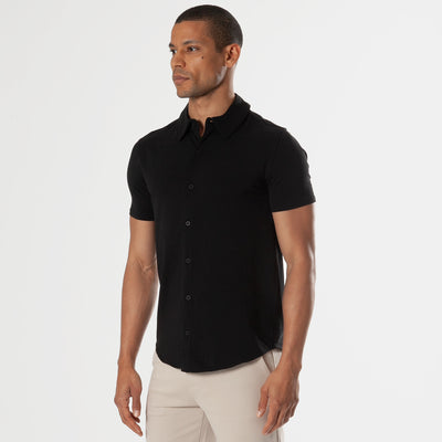 Knit Short Sleeve Shirt - Black