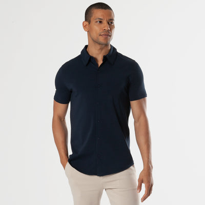 Knit Short Sleeve Shirt - Navy