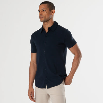 Knit Short Sleeve Shirt - Navy