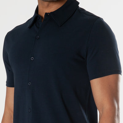 Knit Short Sleeve Shirt - Navy