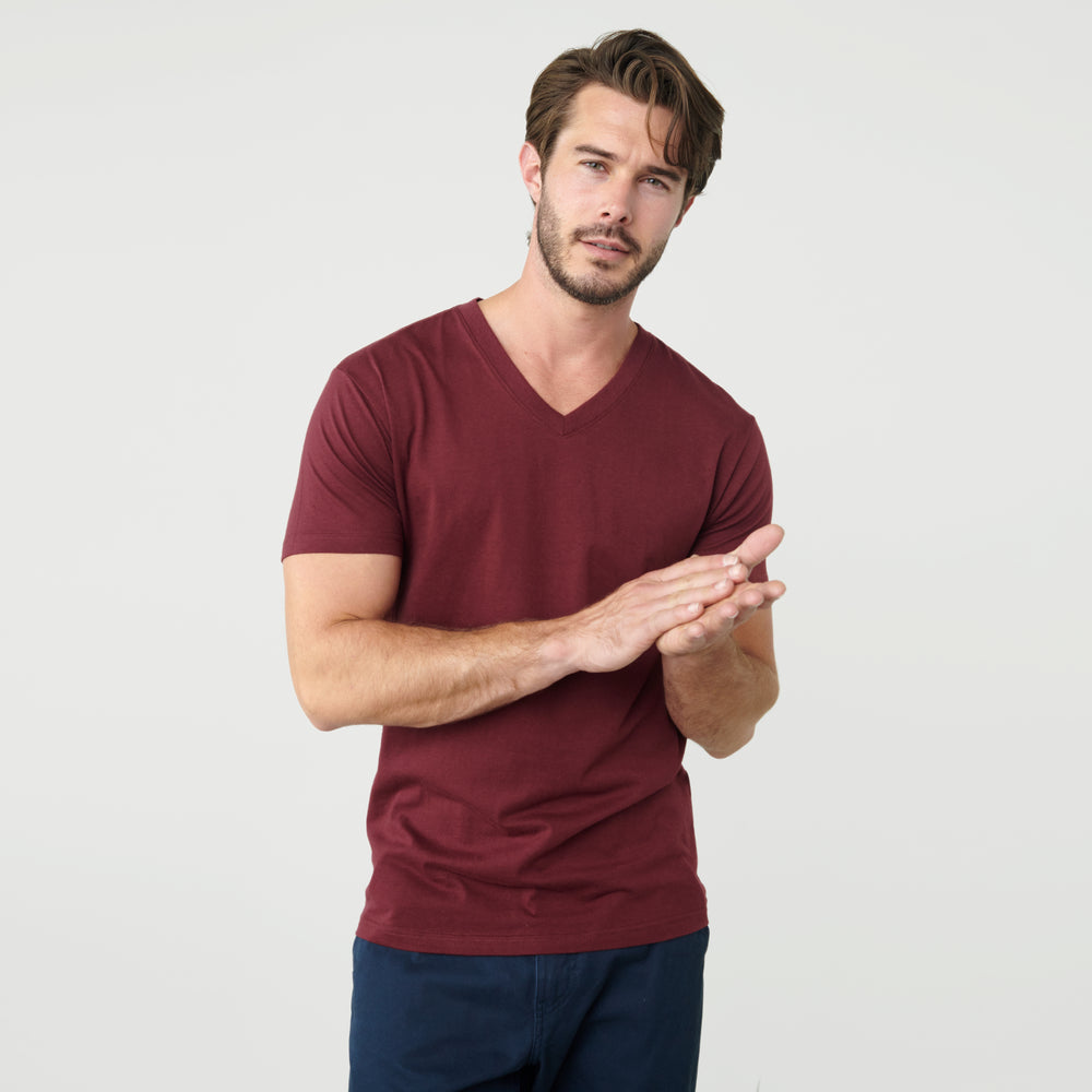 Burgundy V-Neck Tee