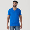 Young man in Electric Blue V-Neck Tee and jeans.