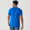 Person wearing Electric Blue V-Neck Tee and blue jeans, seen from behind.