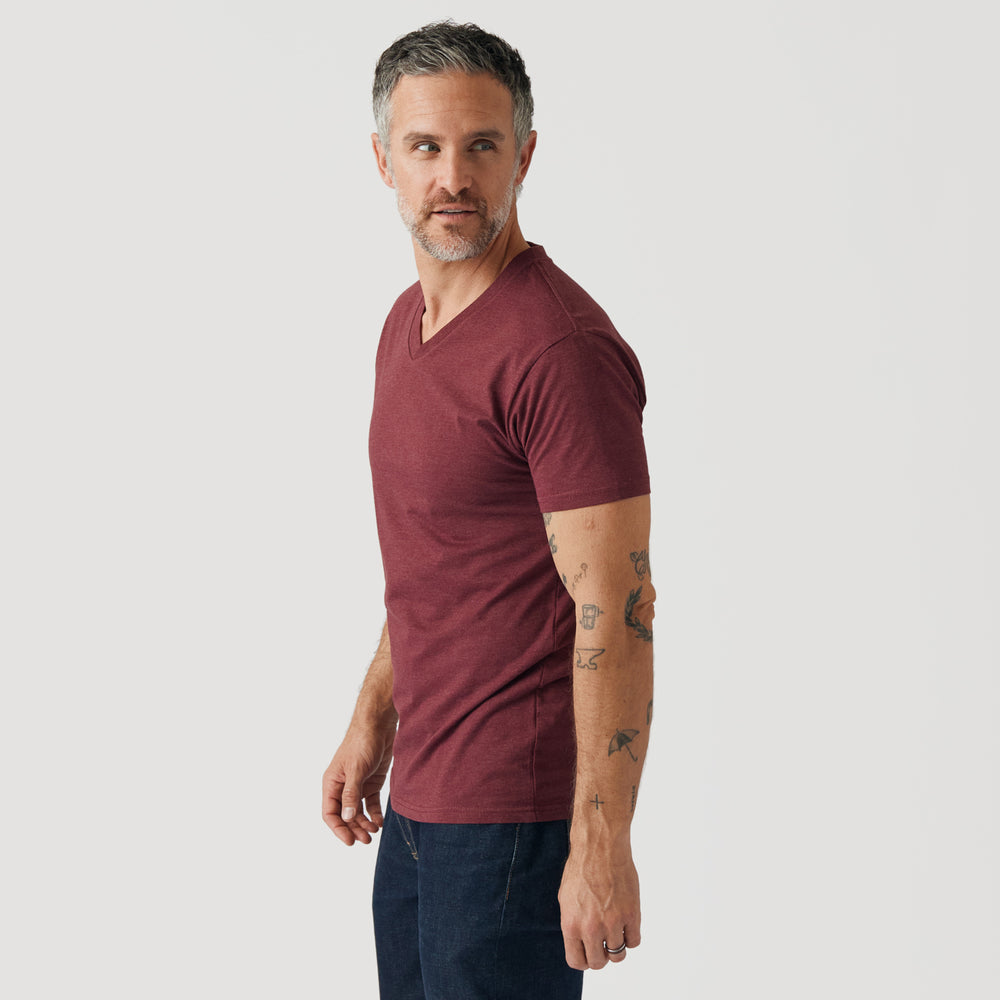 Heather Burgundy V-Neck Tee