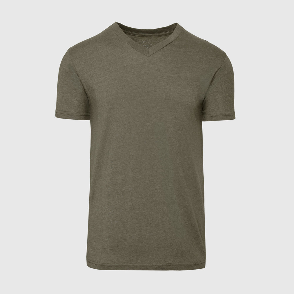 Heather Military Green V-Neck Tee