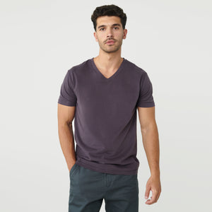 True ClassicDark Purple V-Neck Tee