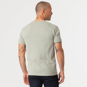 True ClassicMan wearing Slate Green V-Neck Tee, showcasing its fit and drape.
