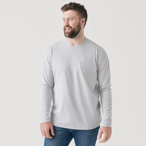 Light Heather Gray Long Sleeve Crew Neck Tee