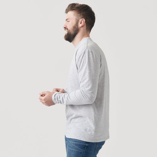 Light Heather Gray Long Sleeve Crew Neck Tee