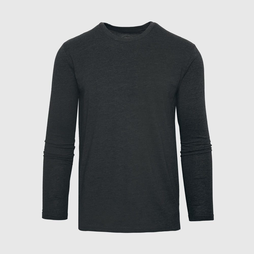 Charcoal Heather Gray Long Sleeve Crew Neck Tee