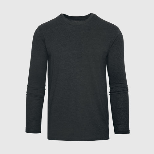 Charcoal Heather Gray Long Sleeve Crew Neck Tee