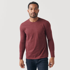 True ClassicHeather Burgundy Long Sleeve Crew Neck Tee