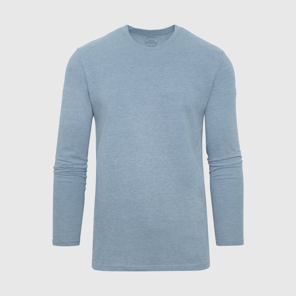 Heather Indigo Long Sleeve Crew Neck Tee