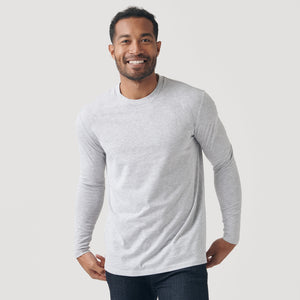 True ClassicLight Heather Gray Long Sleeve Crew Neck Tee