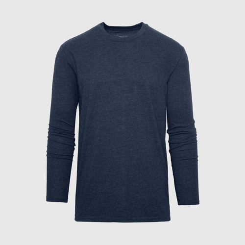 Heather Navy Long Sleeve Crew Neck Tee