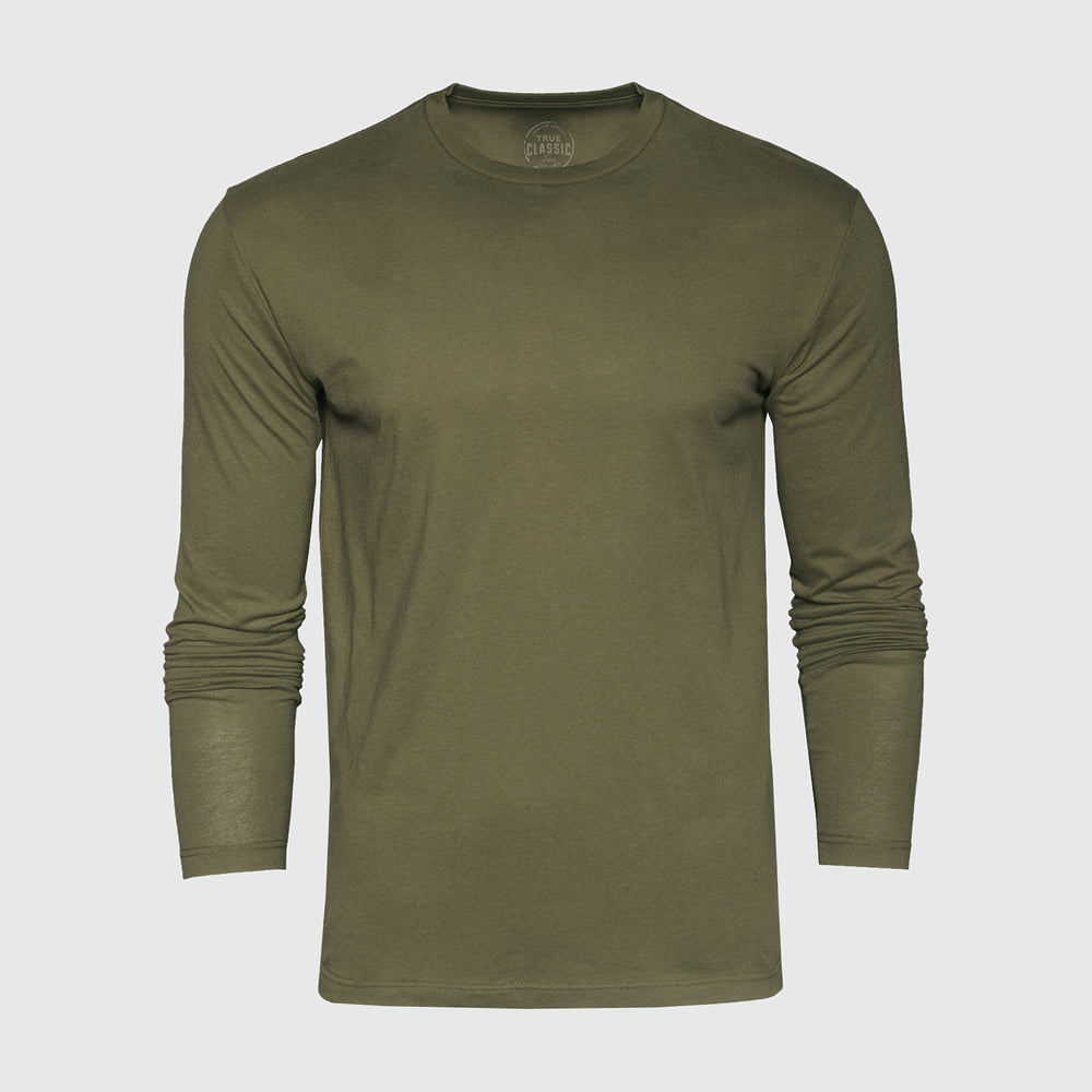 Military Green Long Sleeve Crew Neck Tee