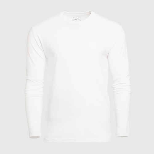 White Long Sleeve Crew Neck Tee