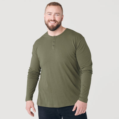 Classic Long Sleeve Henley - Military Green