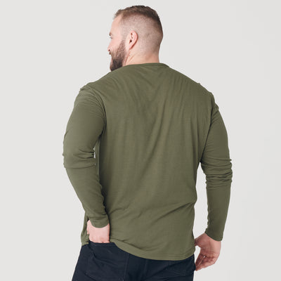 Classic Long Sleeve Henley - Military Green